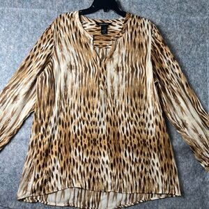 ASHLEY STEWART WOMEN'S ANIMAL  PRINT TUNIC PULLOVER  BLOUSE Size 14/16 #725